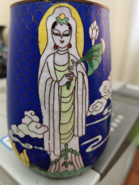 古玩銅器景泰藍賞瓶真品鑒賞圖