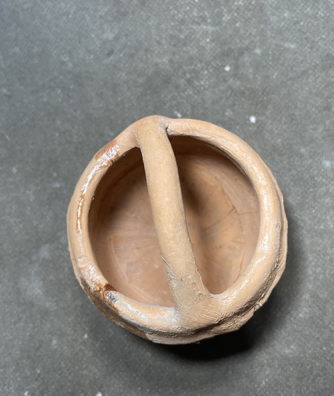 古玩陶瓷禹州紅陶線條提梁小罐拍賣，當前價格0元