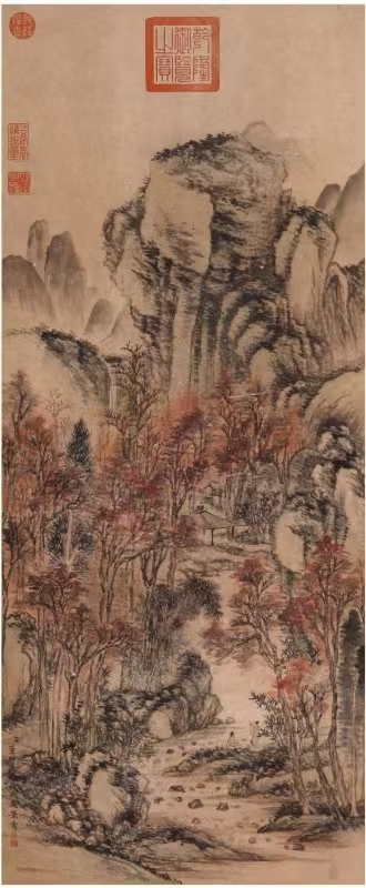 古玩字畫董邦達款山水立軸真品鑒賞圖