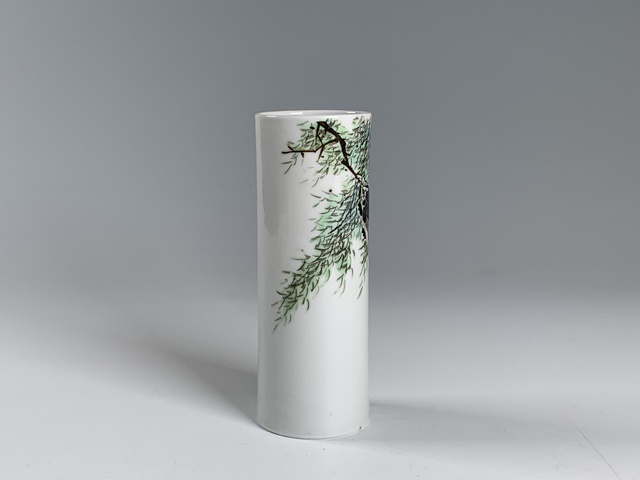 古玩陶瓷民國(guó)·粉彩柳梢鳴蟬紋香筒拍賣(mài)，當(dāng)前價(jià)格7260元