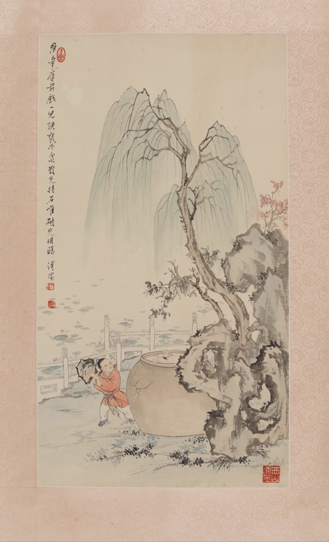 古玩字畫溥儒款人物故事圖立軸真品鑒賞圖