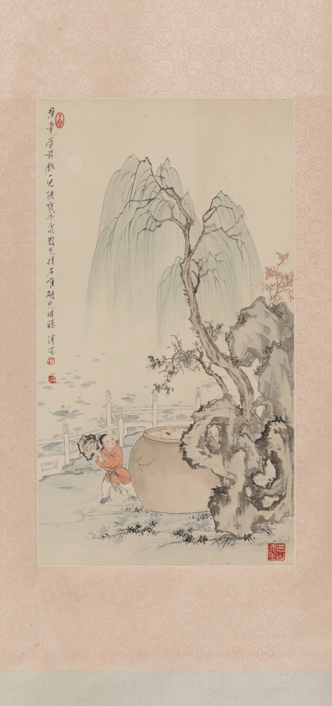 古玩字畫溥儒款人物故事圖立軸真品鑒賞圖