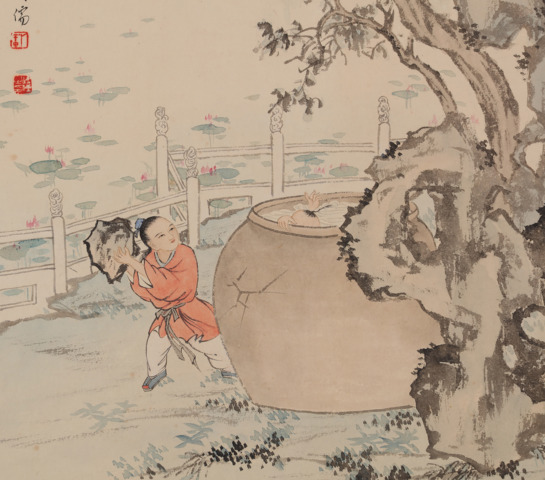 古玩字畫溥儒款人物故事圖立軸真品鑒賞圖