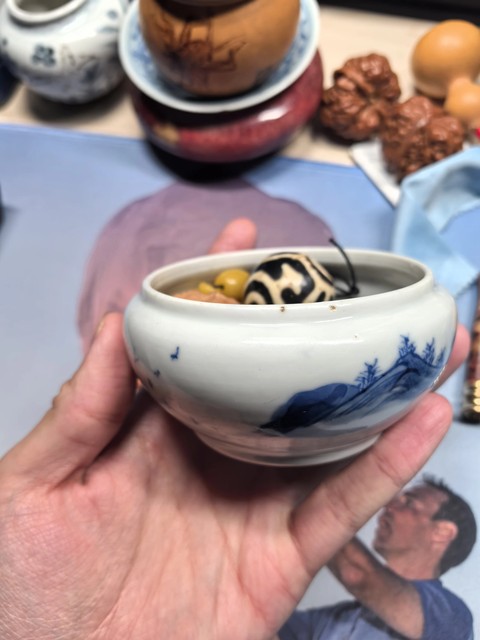 古玩陶瓷青花山水人物紋水洗真品鑒賞圖