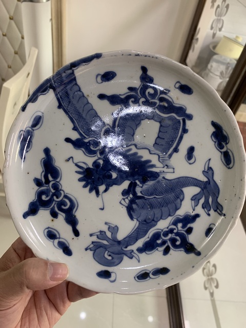 古玩陶瓷過墻龍盤真品鑒賞圖