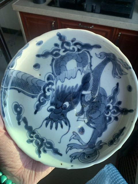 古玩陶瓷過墻龍盤真品鑒賞圖