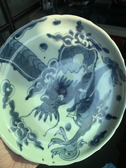 古玩陶瓷過墻龍盤真品鑒賞圖