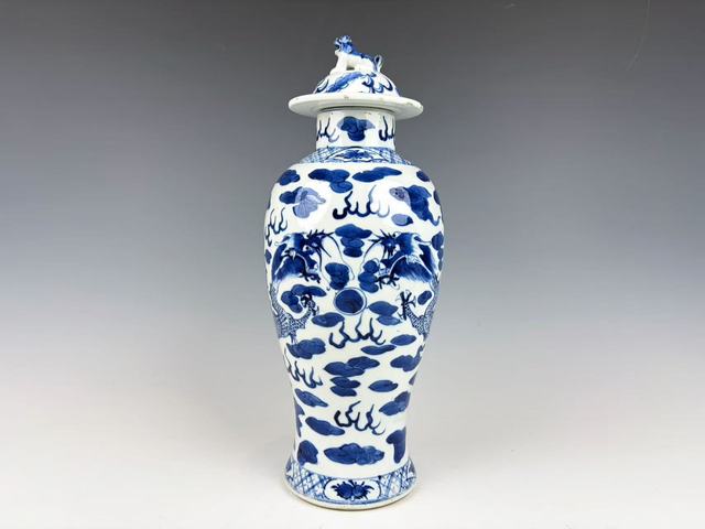 古玩陶瓷清晚期·青花雙龍戲珠大瓶拍賣，當(dāng)前價格776元