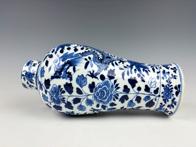 古玩陶瓷清晚期·青花龍穿牡丹大瓶拍賣，當前價格940元