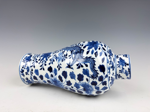 古玩陶瓷清晚期·青花龍穿牡丹大瓶拍賣，當前價格940元