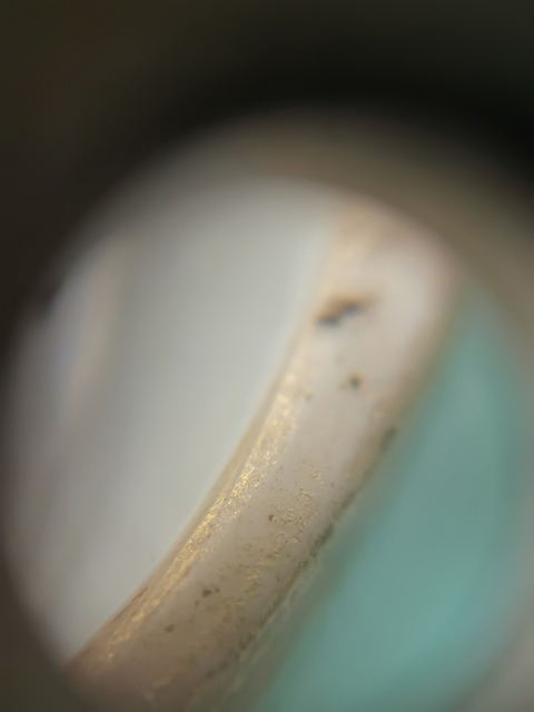 古玩陶瓷松石綠地堆白花卉紋碗真品鑒賞圖