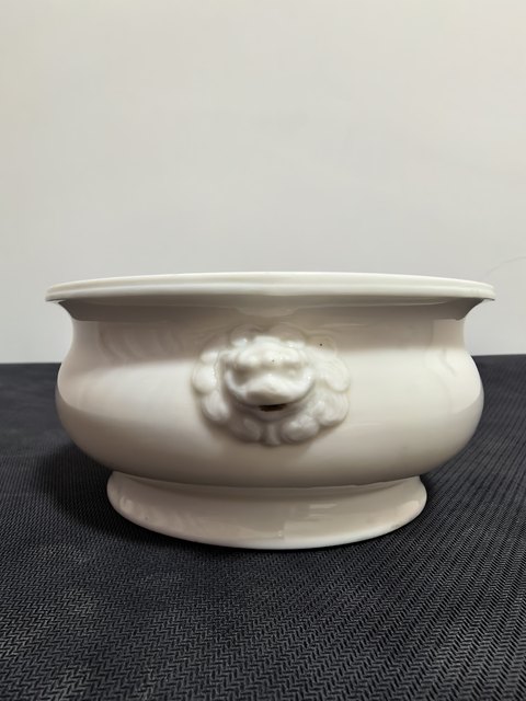 古玩陶瓷明末清初德化窯白釉雙獅頭爐真品鑒賞圖