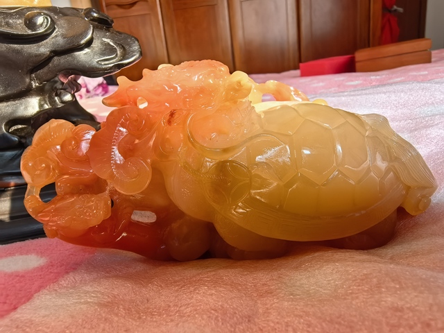 古玩玉器黃龍玉雕“龍龜擺件”真品鑒賞圖