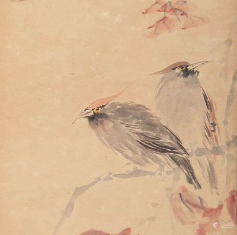 古玩字畫寫意花鳥小品立軸真品鑒賞圖