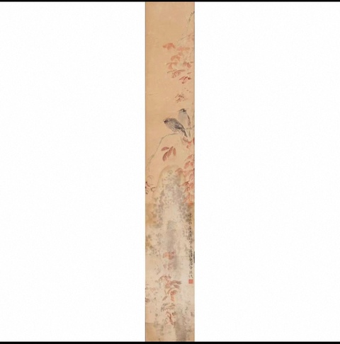 古玩字畫寫意花鳥小品立軸真品鑒賞圖