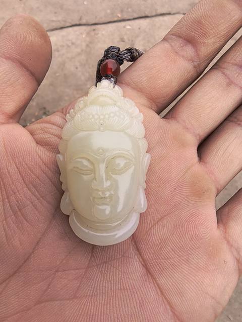 古玩玉器和田玉佛頭掛件真品鑒賞圖