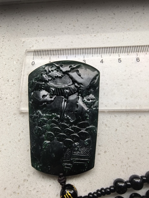 古玩玉器天然翡翠雕“山水牌”真品鑒賞圖