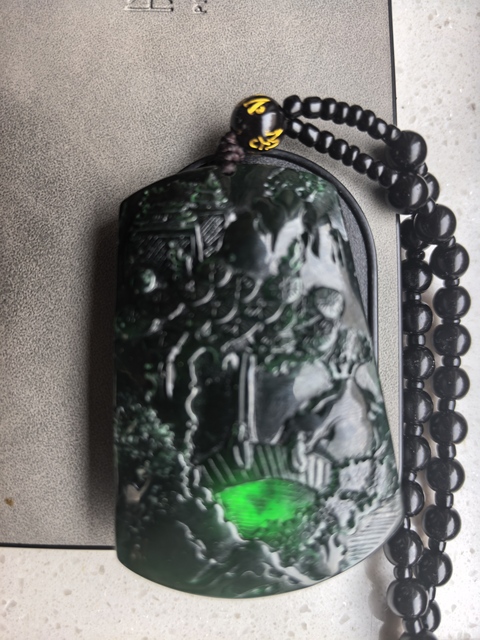 古玩玉器天然翡翠雕“山水牌”真品鑒賞圖