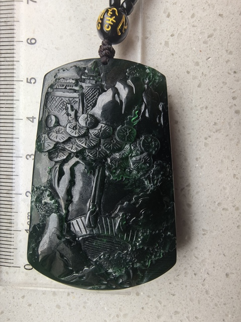 古玩玉器天然翡翠雕“山水牌”真品鑒賞圖