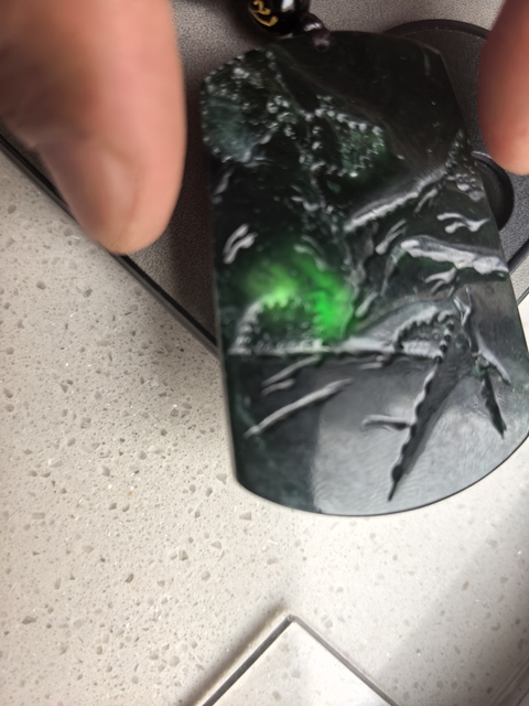 古玩玉器天然翡翠雕“山水牌”真品鑒賞圖