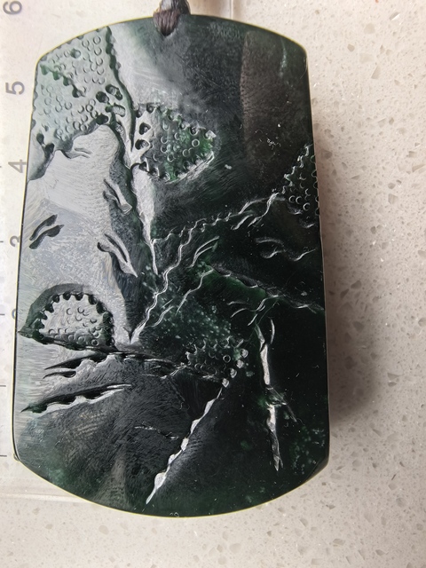 古玩玉器天然翡翠雕“山水牌”真品鑒賞圖