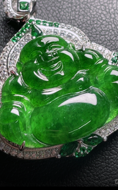 古玩玉器翡翠鑲嵌“佛公掛件”拍賣，當(dāng)前價(jià)格1268元