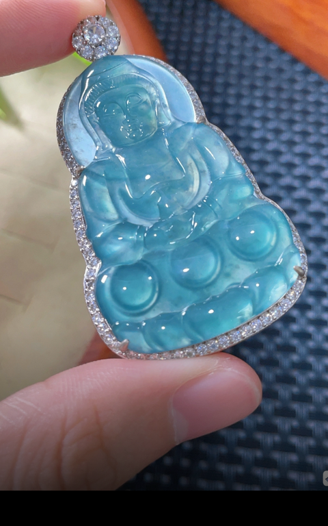 古玩玉器翡翠鑲嵌“觀音掛件”真品鑒賞圖