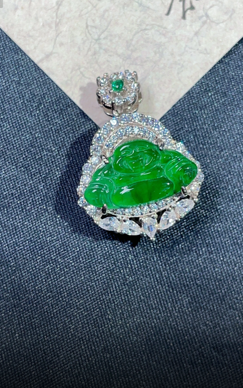 古玩玉器翡翠鑲嵌“佛公掛件”拍賣，當(dāng)前價(jià)格598元