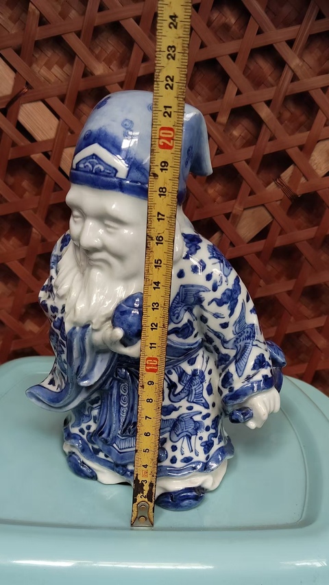 古玩陶瓷民國解放初青花福德財神福德正神拍賣，當前價格1832元