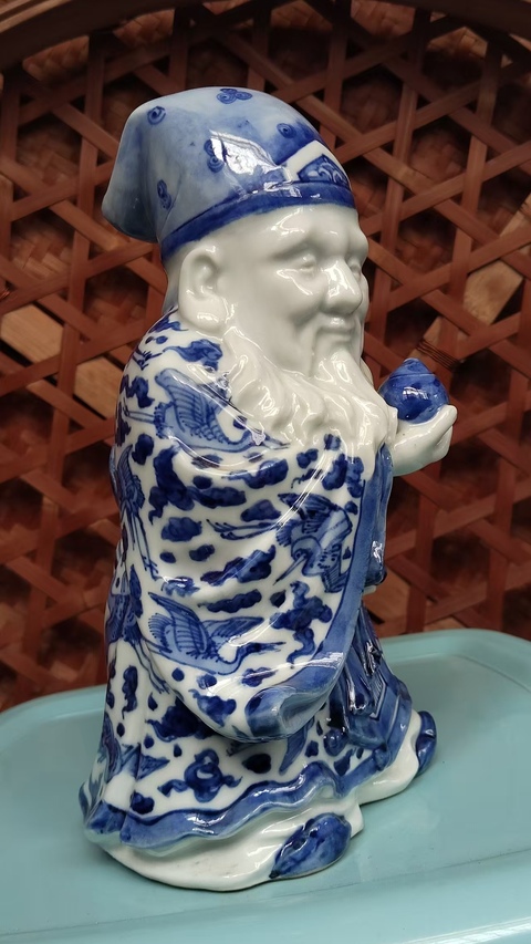 古玩陶瓷民國解放初青花福德財神福德正神拍賣，當前價格1832元