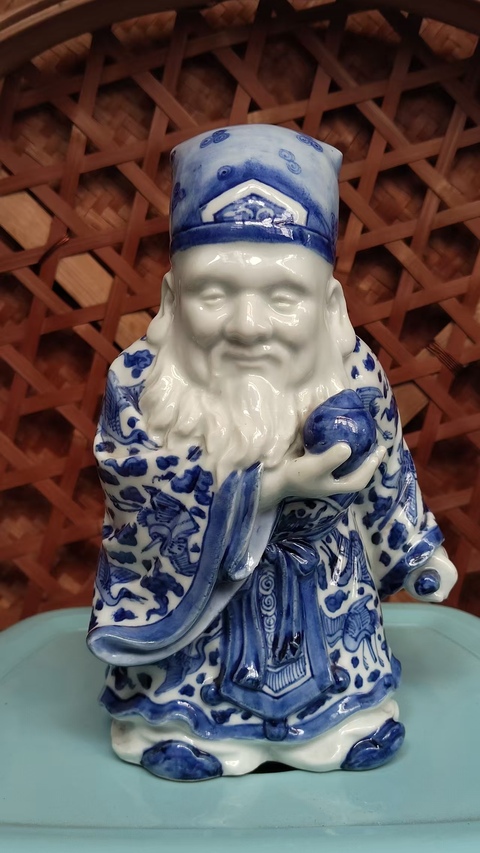 古玩陶瓷民國解放初青花福德財神福德正神拍賣，當前價格1832元