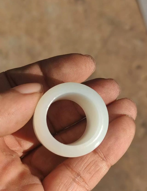 古玩玉器和田白玉扳指真品鑒賞圖