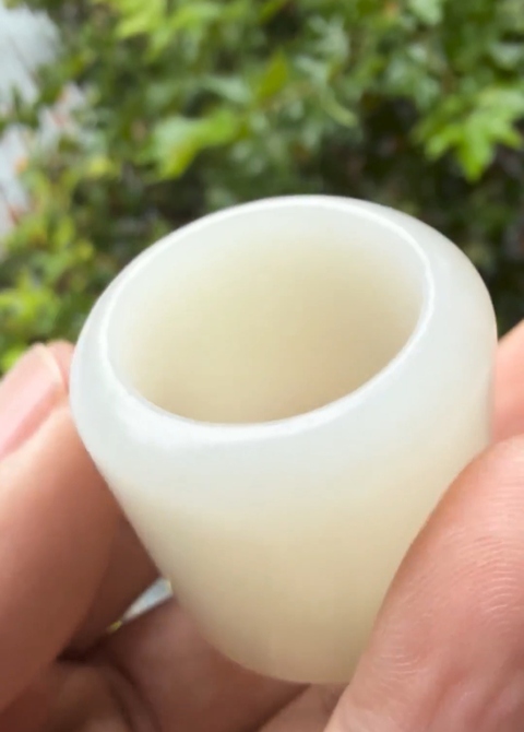 古玩玉器和田白玉扳指真品鑒賞圖