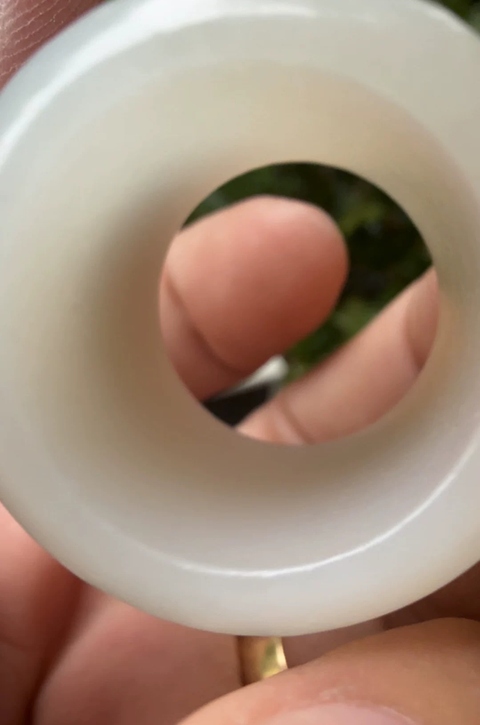 古玩玉器和田白玉扳指真品鑒賞圖