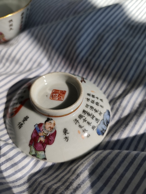 古玩陶瓷無雙譜蓋碗真品鑒賞圖