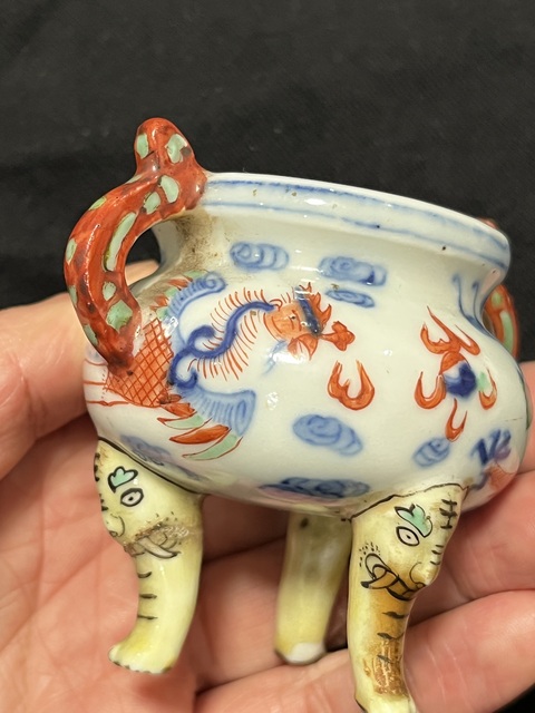 古玩陶瓷青花加彩爐真品鑒賞圖