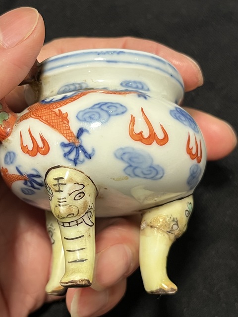 古玩陶瓷青花加彩爐真品鑒賞圖