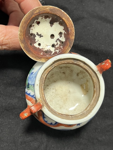 古玩陶瓷青花加彩爐真品鑒賞圖