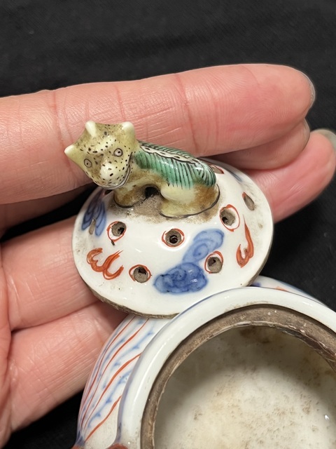 古玩陶瓷青花加彩爐真品鑒賞圖