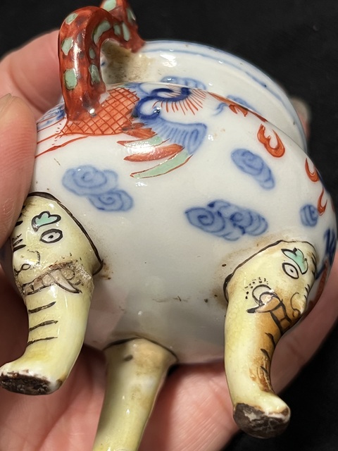 古玩陶瓷青花加彩爐真品鑒賞圖