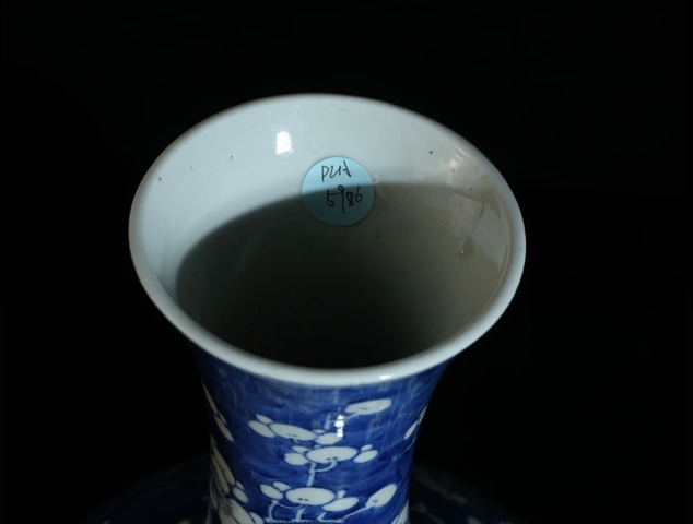 古玩陶瓷青花冰梅花卉紋賞瓶真品鑒賞圖