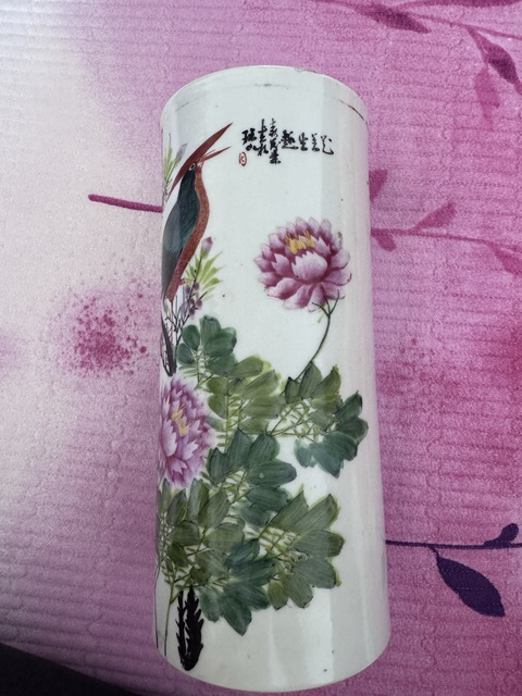 古玩陶瓷粉彩帽筒真品鑒賞圖