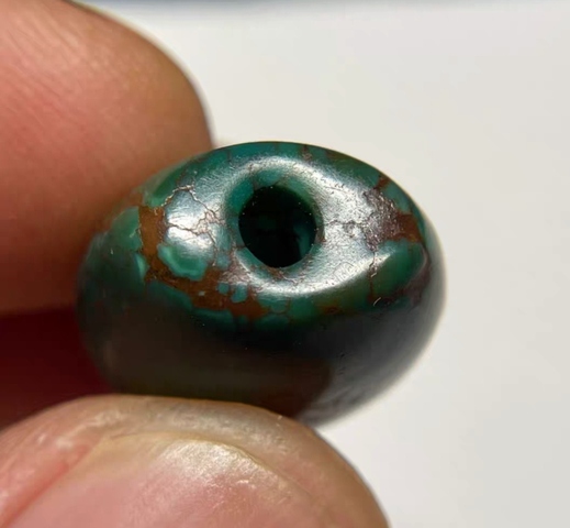 古玩玉器綠松石扁珠真品鑒賞圖