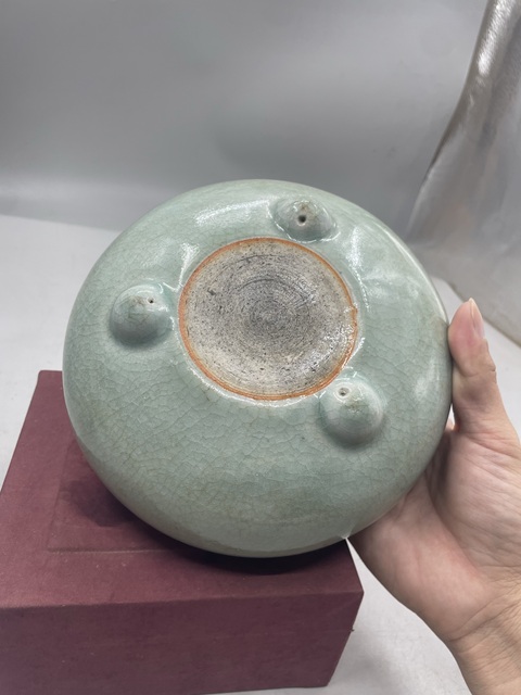 古玩陶瓷郎綠釉三足爐真品鑒賞圖