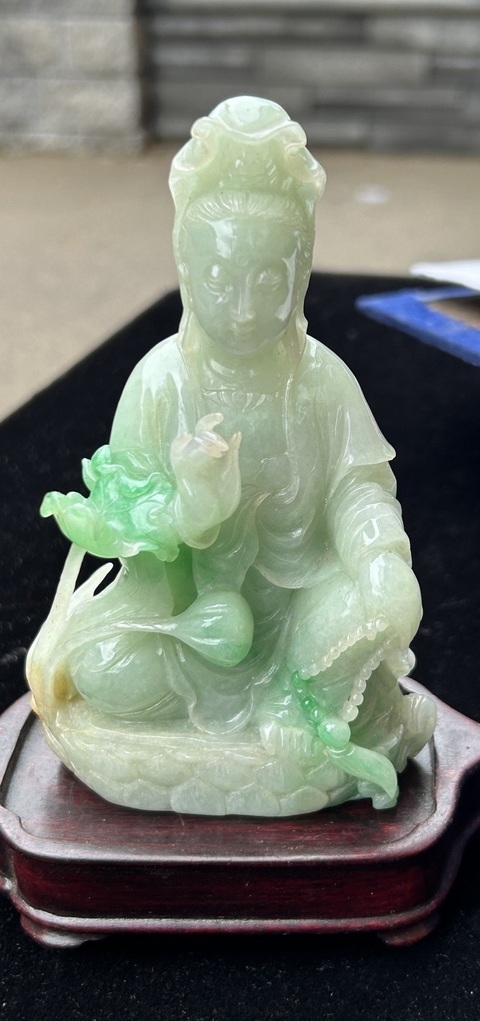 古玩玉器翡翠觀音真品鑒賞圖