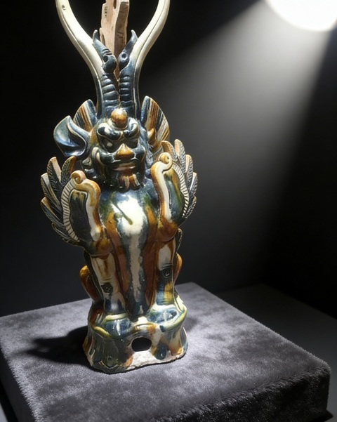 古玩陶瓷唐·三彩掛藍獸拍賣，當前價格168000元