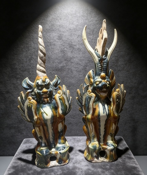 古玩陶瓷唐·三彩掛藍獸拍賣，當前價格168000元