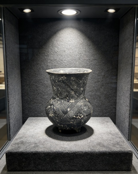 古玩陶瓷龍山文化·龍紋四足尊拍賣(mài)，當(dāng)前價(jià)格200000元