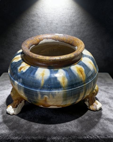 古玩陶瓷唐·三彩鈷藍爐拍賣，當前價格85000元