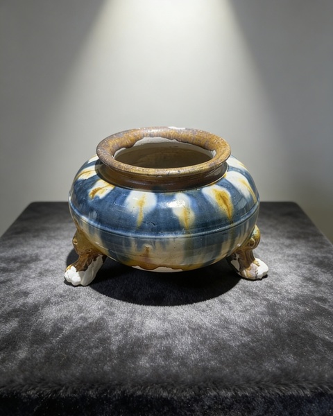 古玩陶瓷唐·三彩鈷藍爐拍賣，當前價格85000元